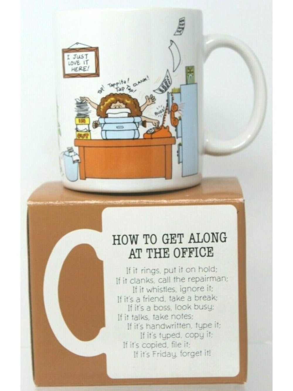 HALLMARK Mugs Office Humor Coffee Cup 1984 How to Get Along Vintage NEW  #D-16